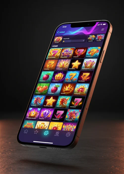 Interfaccia web-app reattiva di C7 Casino su smartphone, che mostra un'ampia selezione di slot machine e menu intuitivi per un'esperienza mobile fluida.