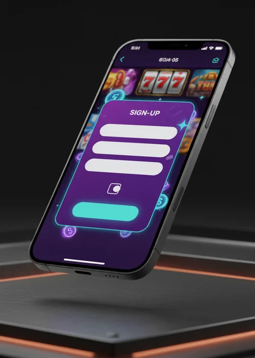 Interfaccia di registrazione di C7 Casino ottimizzata per dispositivi mobili, che mostra i campi email e password e la selezione della valuta Euro per i giocatori.